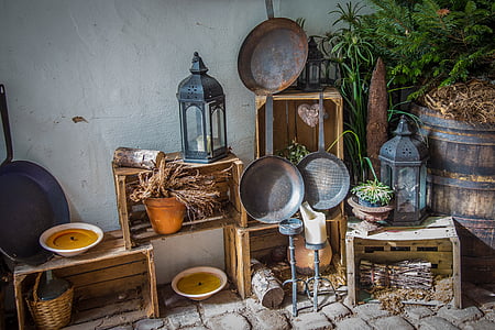 assorted item placed near tree and wall thumbnail