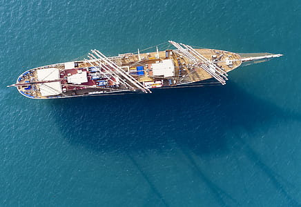 brown and white ship on body of water during daytime thumbnail