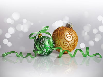 two green and yellow ornaments thumbnail