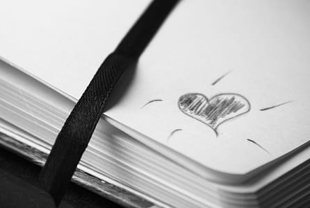 black-and-white, art, heart, notebook thumbnail