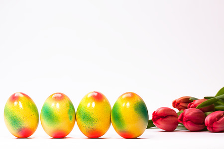 four yellow-red-and-green eggs thumbnail