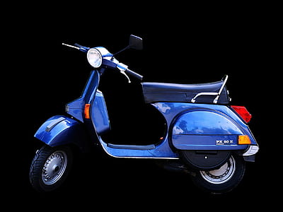 parked blue and black motor scooter thumbnail