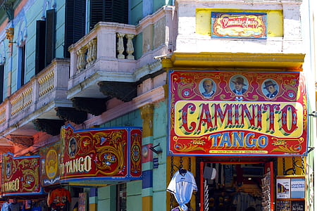 red and yellow Caminito Tango signboard thumbnail