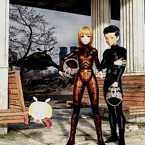 male and female 3D cartoon characters photo thumbnail
