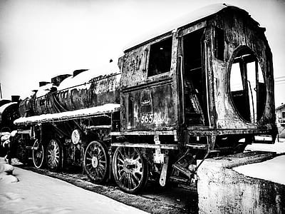 Grayscale Photo of Train thumbnail