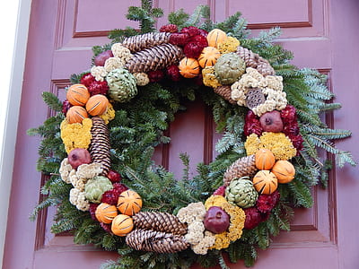 pine cone and fruits door wreath thumbnail
