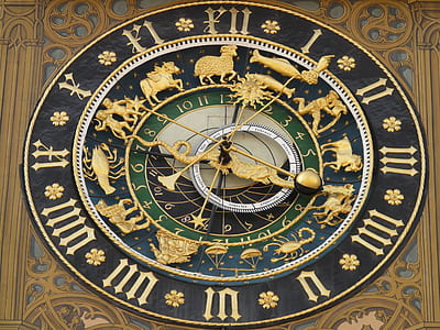 photo of black, brown, green, and blue clock with zodiac sign thumbnail