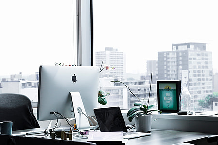 Office Setup with apple monitor and computer thumbnail