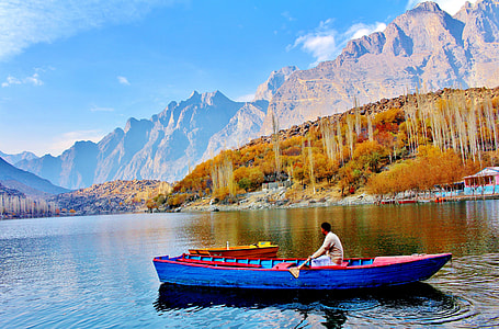 man on boat floating on body of water thumbnail