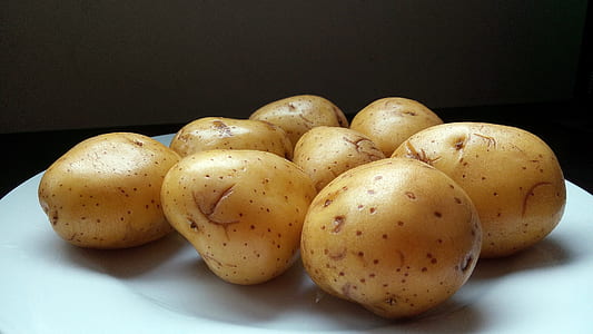 brown potatoes on plate closeup photo thumbnail