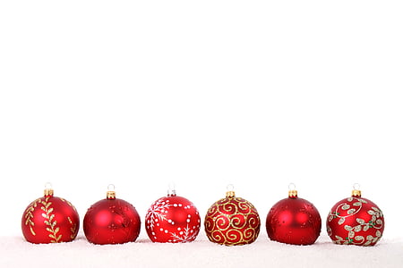 six red Christmas Baubles thumbnail