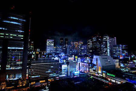 aerial view photography of city during nighttime thumbnail