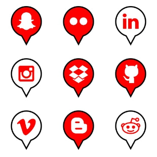 Social Media Pins svg vector icon sets
