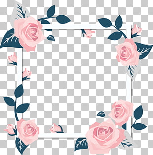Damask rose Flower Wedding invitation Pink, Romantic Valentine's Day Rose Flower Bunny Border, white and pink floral frame illustration PNG clipart