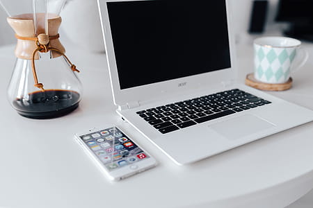 Workplace with laptop on table at home thumbnail