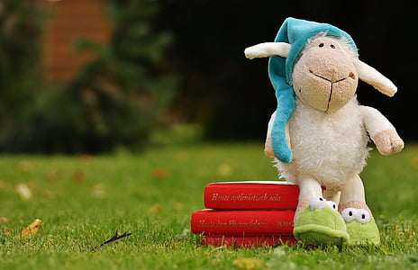 white animal plush toy on red box thumbnail