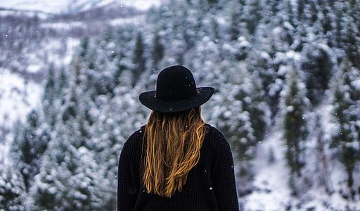 woman in black coat and hat thumbnail