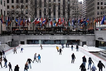 ice skating ring full of people thumbnail