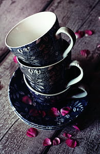 Three Black Floral Teacups thumbnail