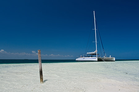 Catamaran boat in the Caribbean off Cayo Blanco Island in Cuba thumbnail