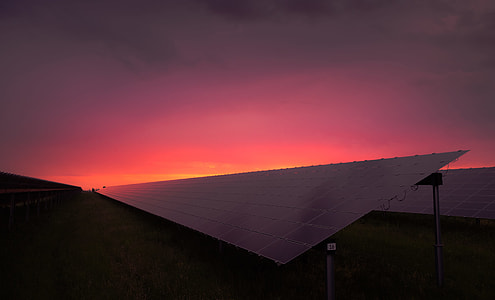 blue and gray, Solar panel, sunset, solar thumbnail