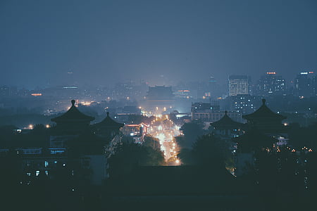 aerial view of buildings during nighttime thumbnail