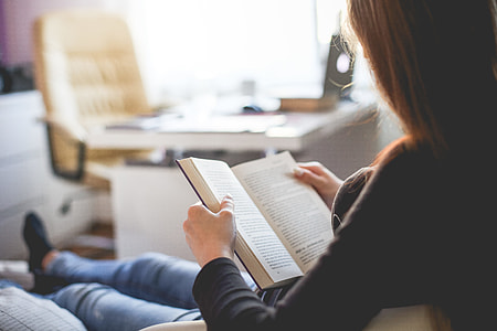 Girl Reading a Book at Home thumbnail