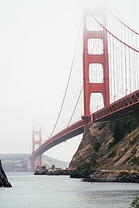 bridge, structure, red, mist thumbnail