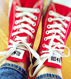 pair of red Converse Al-Star sneakers thumbnail