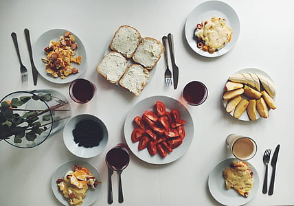 assorted-variety of food lot on plates thumbnail