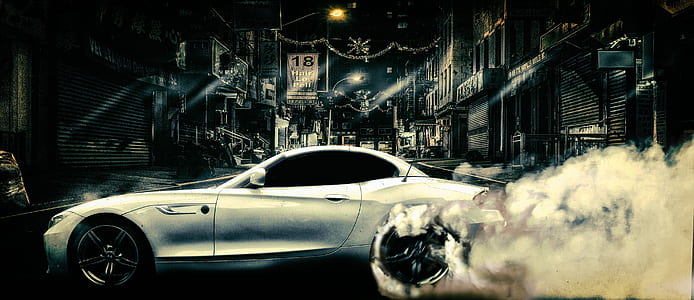 silver coupe drifting illustration thumbnail