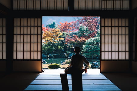 silhouette photo of man sitting on door thumbnail