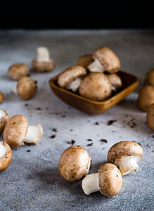 mushrooms with brown ceramic bowl thumbnail