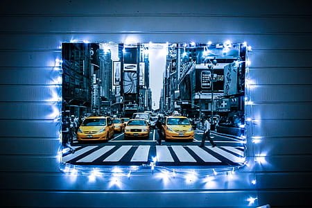 Closeup Photo of Selective Color Photography of Cars on Road Print thumbnail