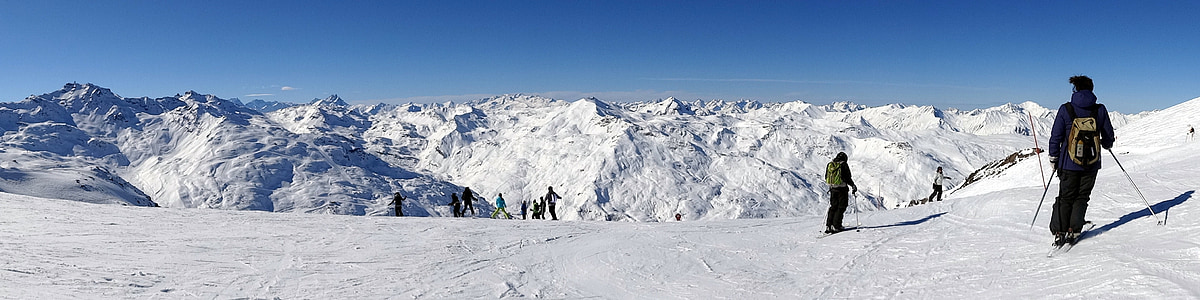 two person skiing on snow covered mountain thumbnail