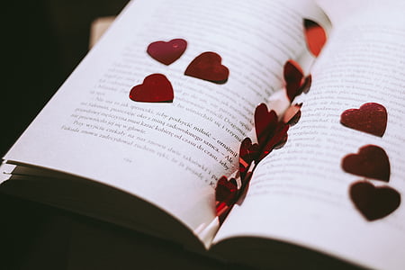 book page with print and heart designs thumbnail