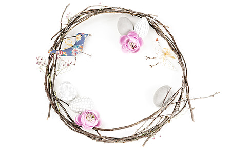 Minimalistic Easter Background with Handmade Birds thumbnail