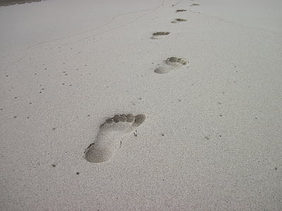 footprints in the sand during daytime thumbnail