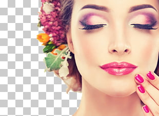 Beauty Parlour Day spa Aesthetics Hair removal, Petal makeup model, woman with makeup touching her chin PNG clipart