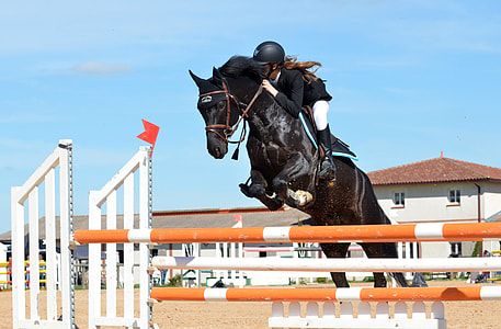 horse jumping over poles with woman riding thumbnail