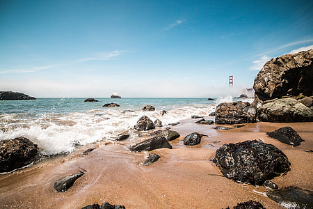Baker Beach with Golden Gate Bridge, San Francisco, California thumbnail