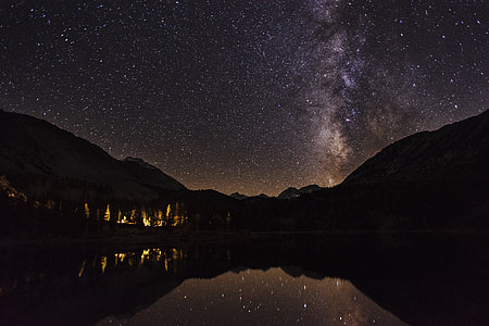 silhouette mountain with stars background thumbnail