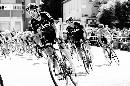 group of people ride-on city bicycles thumbnail