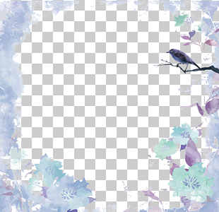 Watercolor painting Euclidean , watercolor border, gray bird perching on branch photo frame template PNG clipart