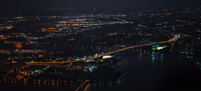 aerial photo of stay-cable bridge during night thumbnail
