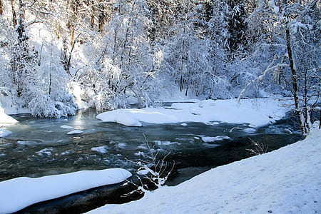 snow-covered river during winter thumbnail