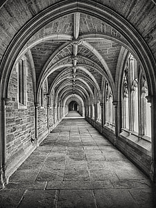 grayscle photo of an empty hallway thumbnail