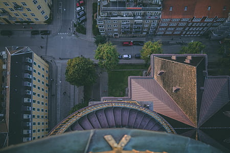 aerial photography of brown concrete roof thumbnail