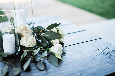 white flowers on black wood thumbnail