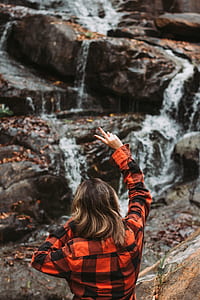 woman wearing red and black flannel shirt thumbnail